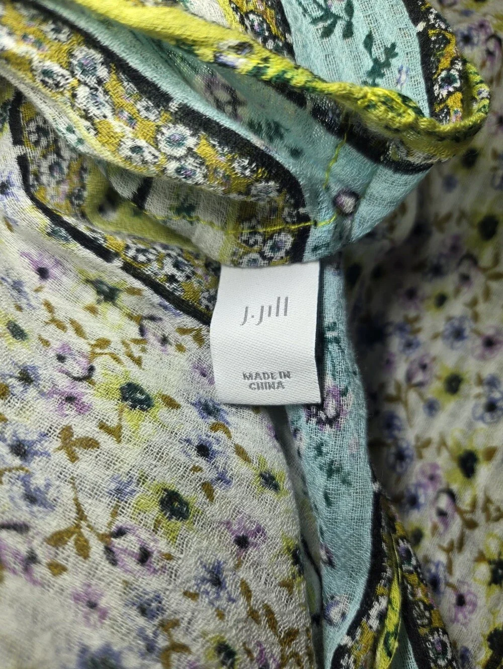 J Jill Infinity Scarf Mixed Floral Patchwork 100% Cotton Outfit Accessory Wrap